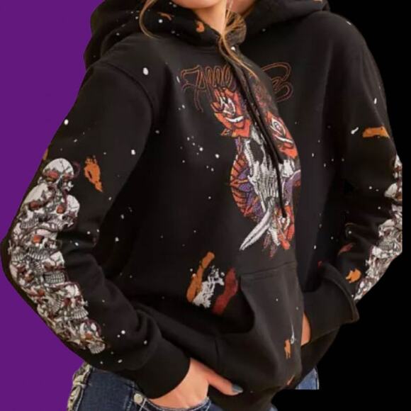 Affliction Oversize Black Label  Grease Mob Hooded Sweatshirt Size M-L - Picture 3 of 6